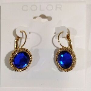 Dainty Gold and Blue Stone Earrings - Women's Fashion Jewelry